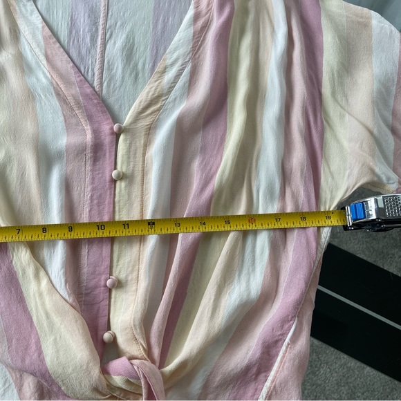 RAILS Thea Stripe Tie-Front Blouse Boxy Crop Top Shirt Womens Sz Small Neutral - Picture 5 of 10